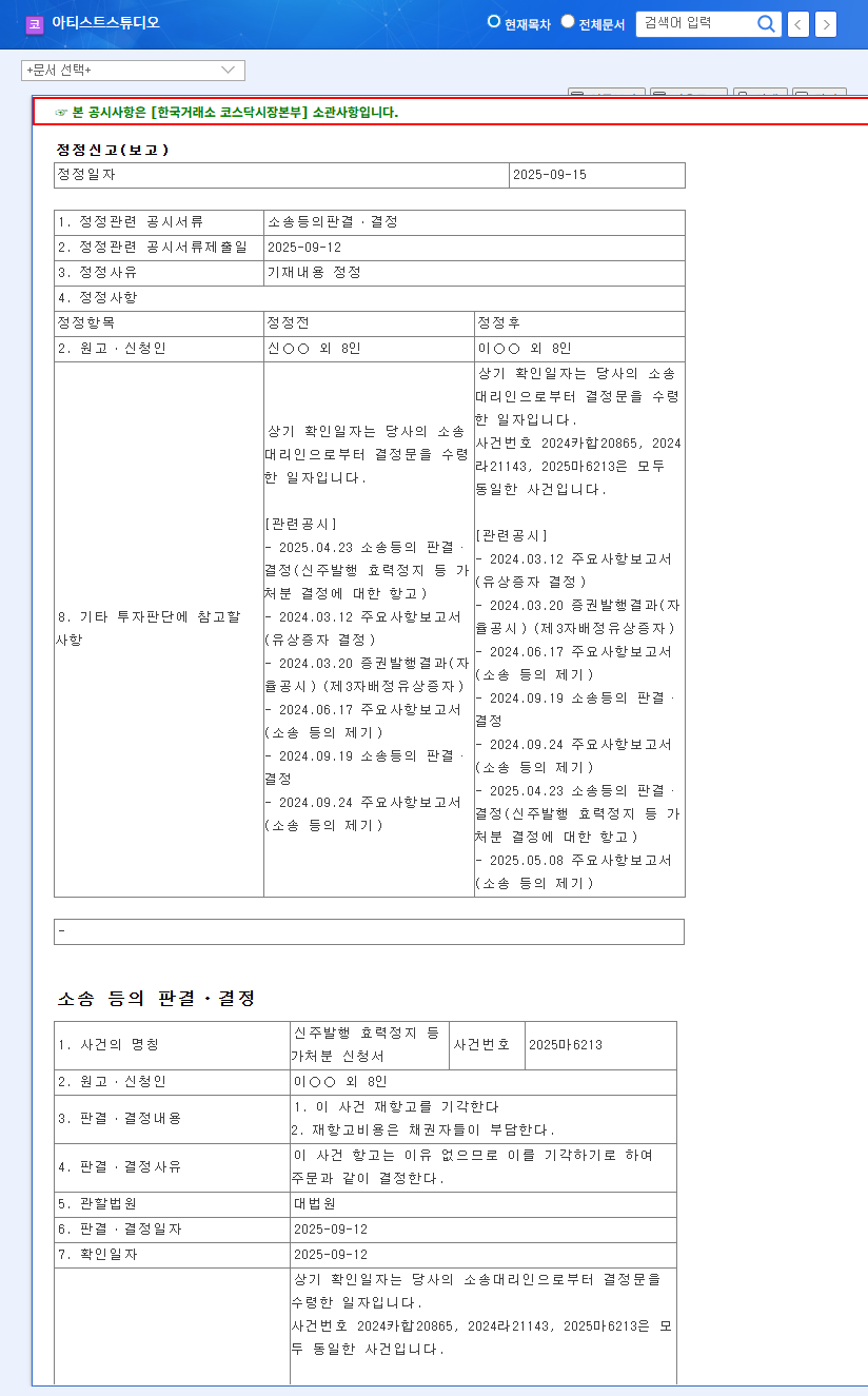 Artist Studio Wins Supreme Court Case, but Investment Caution Remains 관련 이미지