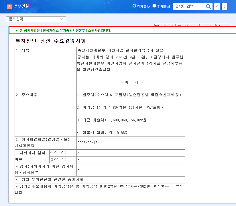 Dongbu Construction Wins $1.3B Project: Investment Opportunity or Hidden Risk? 관련 이미지