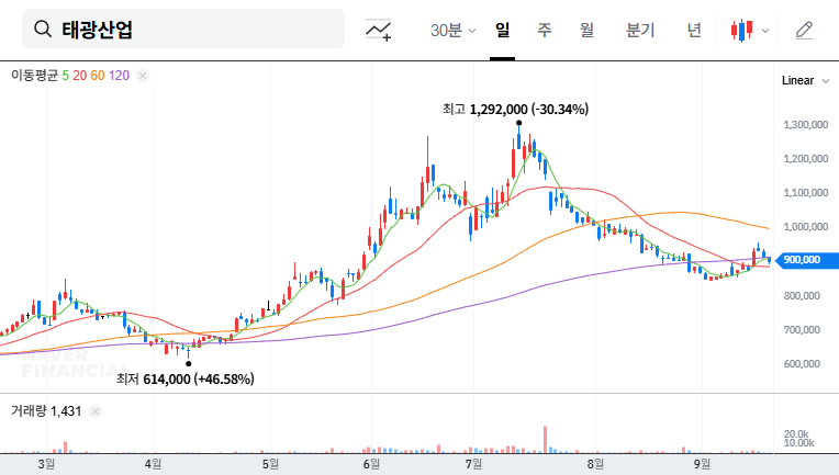 Taekwang Industry Faces Management Dispute: What Investors Need to Know 대표 차트 이미지