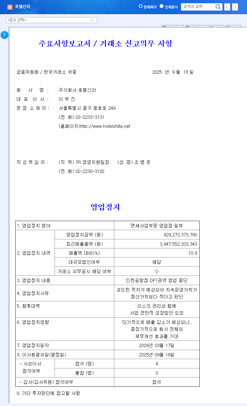 Hotel Shilla's Duty-Free Suspension: Key Analysis & Investment Outlook 관련 이미지