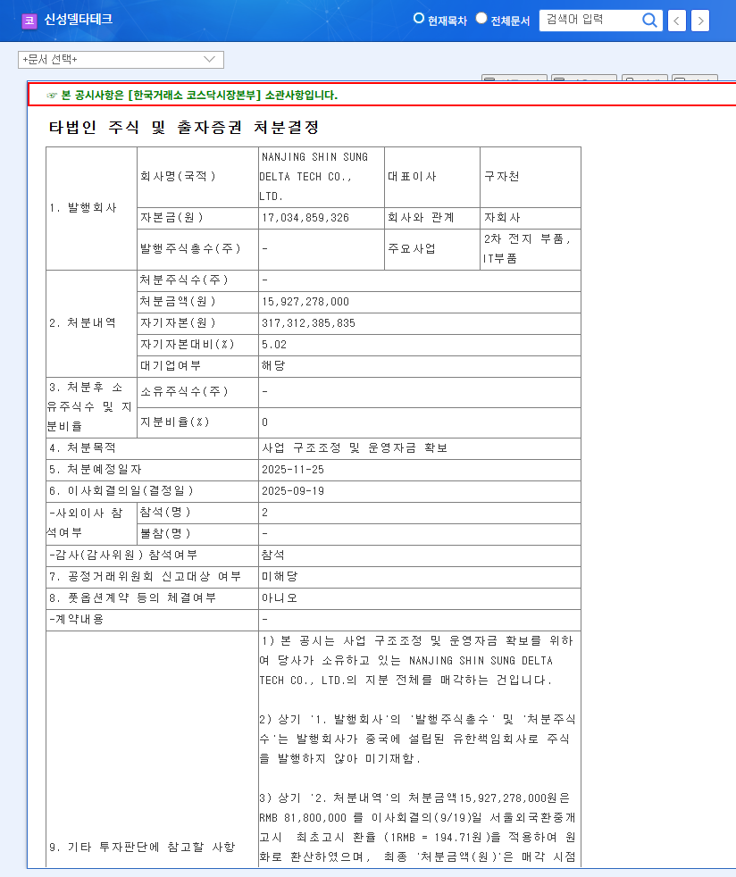 Shinsung Delta Tech Divests Subsidiary: What it Means for Investors 관련 이미지
