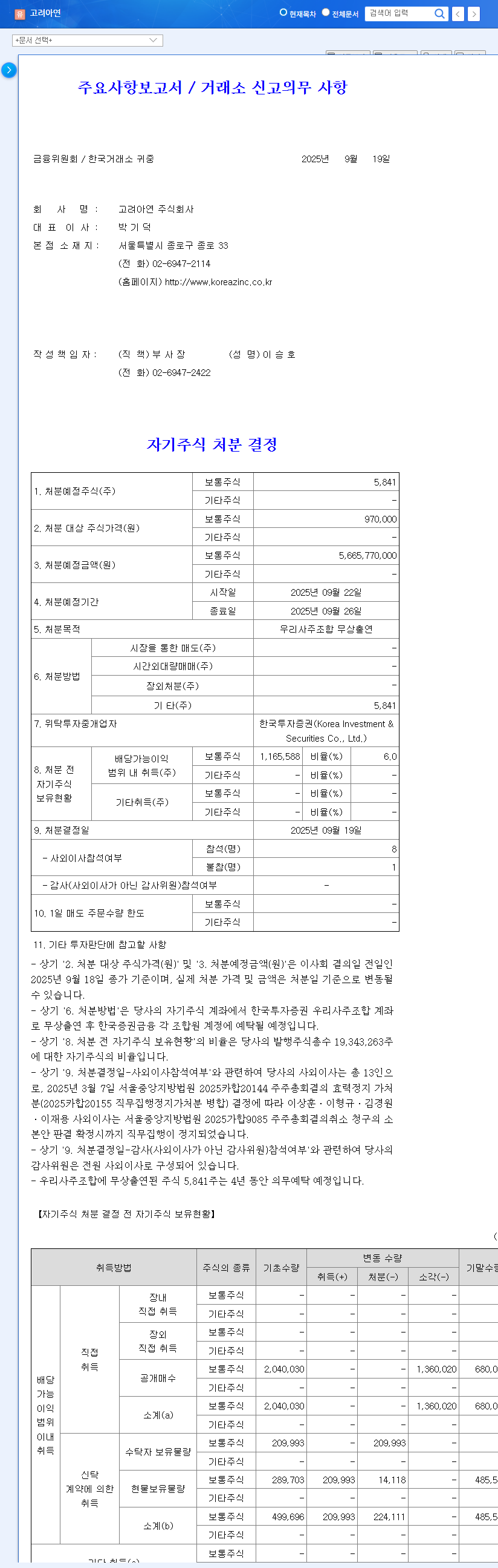 Korea Zinc Transfers $5.7B Treasury Stock to Employee Stock Ownership Plan: Impact and Investment Strategy 관련 이미지