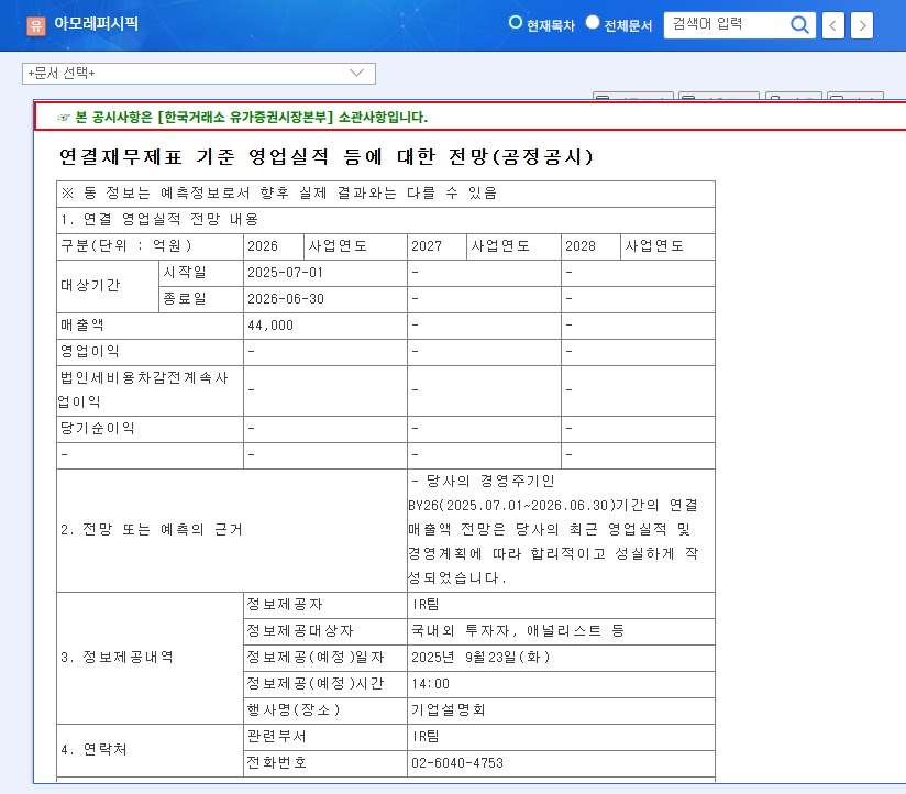 Amorepacific Aims for 44 Trillion Won in Sales: 2026 Forecast and Investment Strategies 관련 이미지