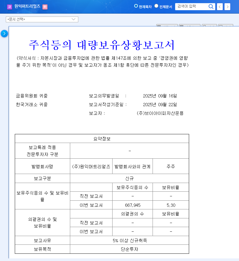 Wonik Materials: VIP Asset Management Acquires 5% Stake - Opportunity or Not? 관련 이미지