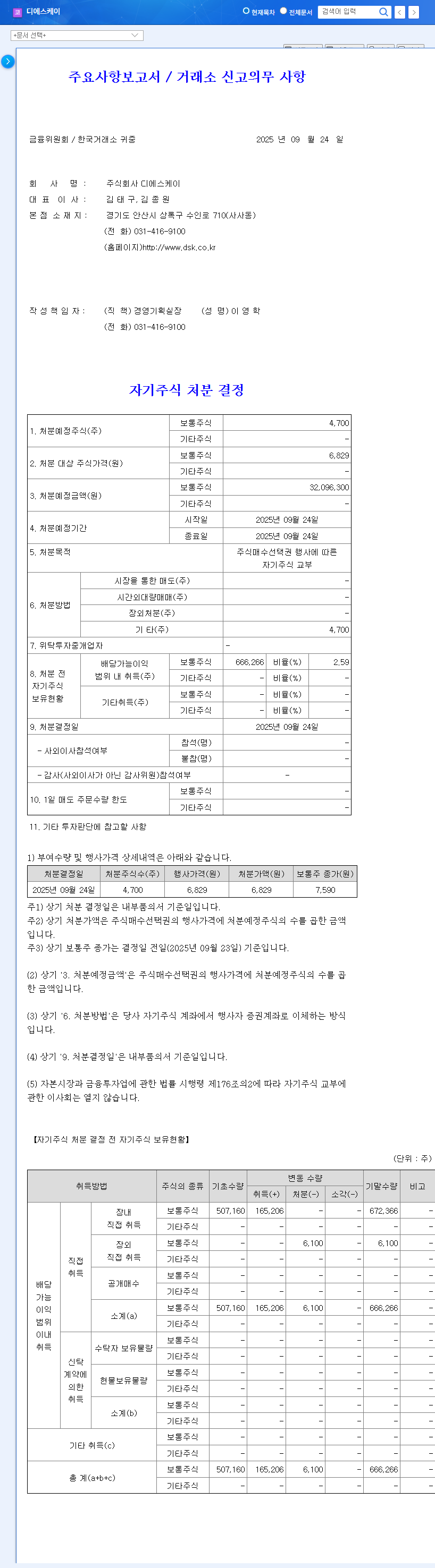 DSK's Treasury Stock Disposal: Impact on Investors? 관련 이미지