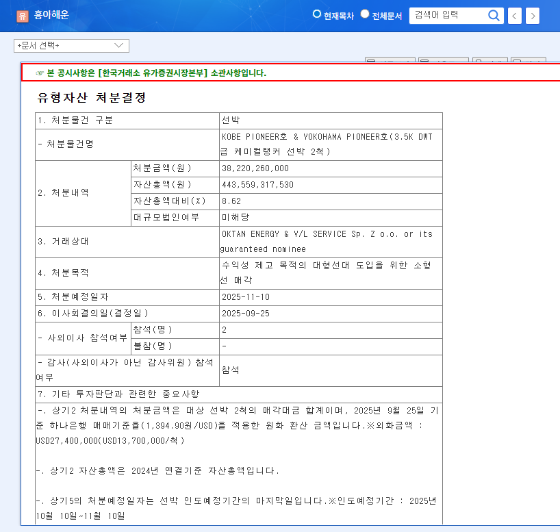Heung-A Shipping Co., Ltd. Vessel Sale: A Strategic Move or a Sign of Distress? (November 2025) 관련 이미지
