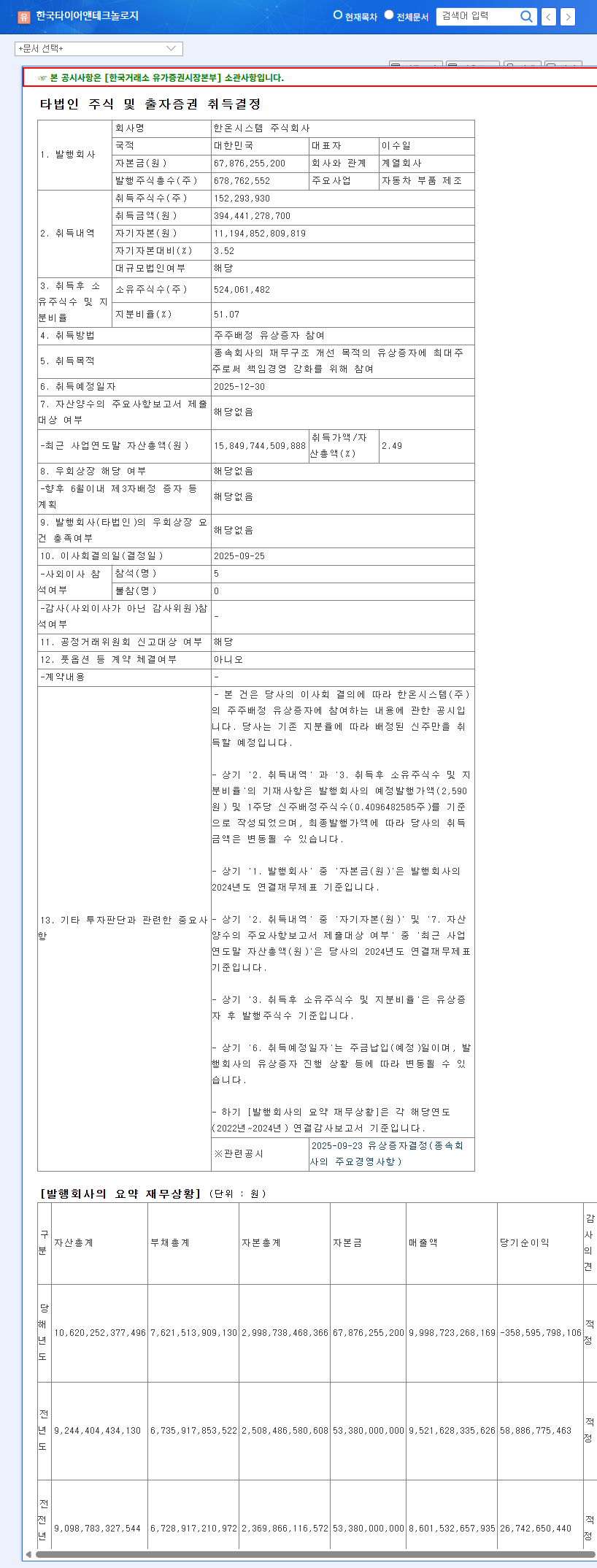 Hankook Tire Invests ₩394.4B in Hanon Systems: Risk or Opportunity? 관련 이미지
