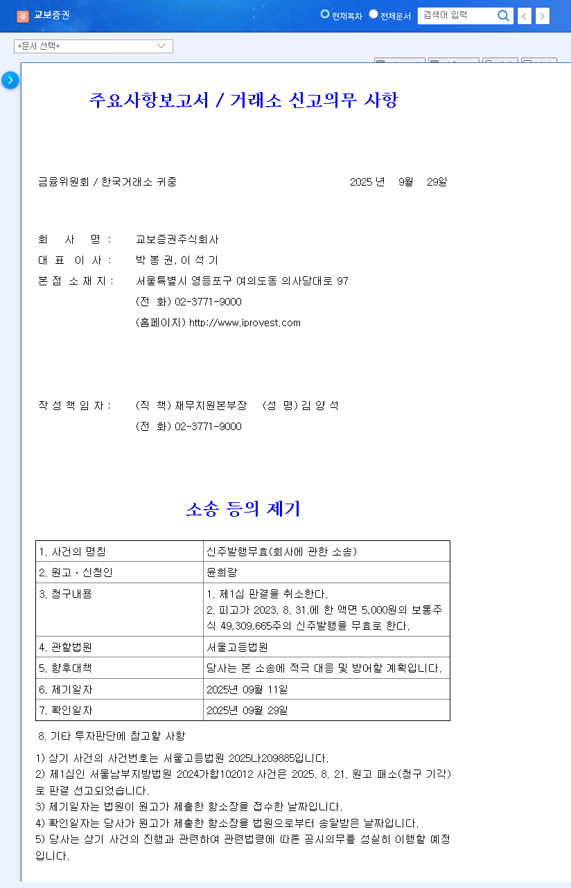 (030610) Kyobo Securities Lawsuit: Stock Price Impact & Investment Strategy Analysis 관련 이미지