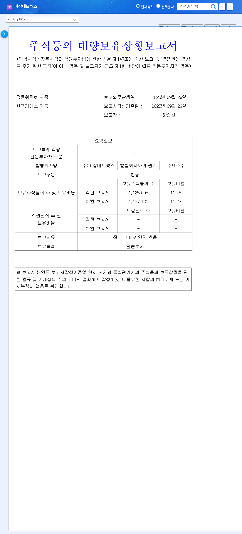 (080010) ES Networks Shareholding Change: What 'Simple Investment' Means for Investors 관련 이미지