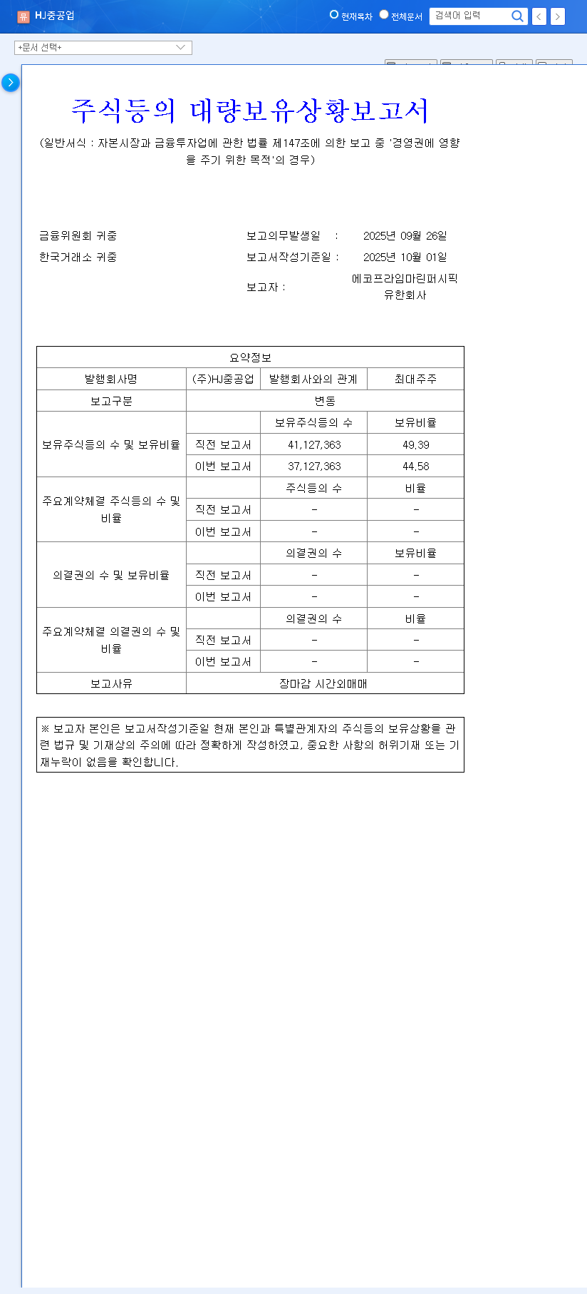 (097230) HJ Heavy Industries Major Shareholder Sells Stake: 2025 HJHI Stock Analysis 관련 이미지