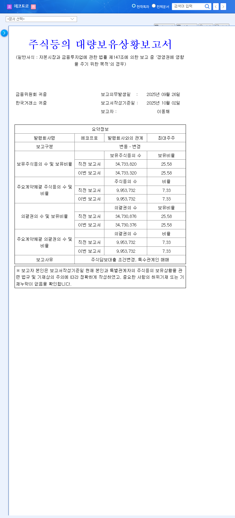 (086520) Ecopro Large Shareholding Report (086520): A Deep Dive Analysis for Investors 관련 이미지