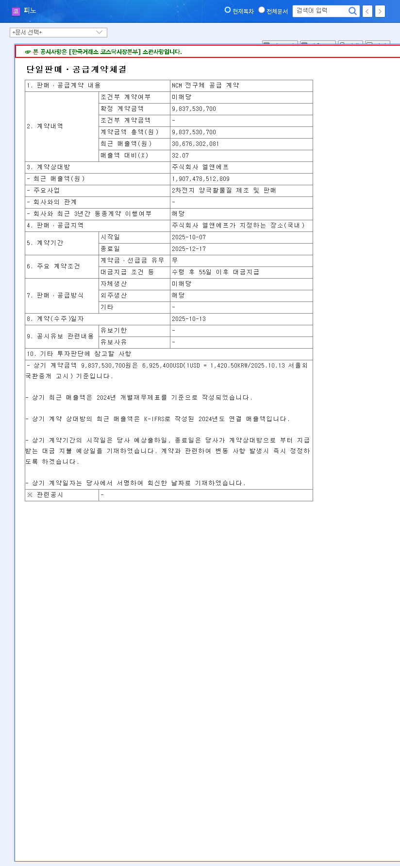 (033790) FINO INC. NCM Precursor Deal with L&F: A Deep-Dive Investment Analysis 관련 이미지