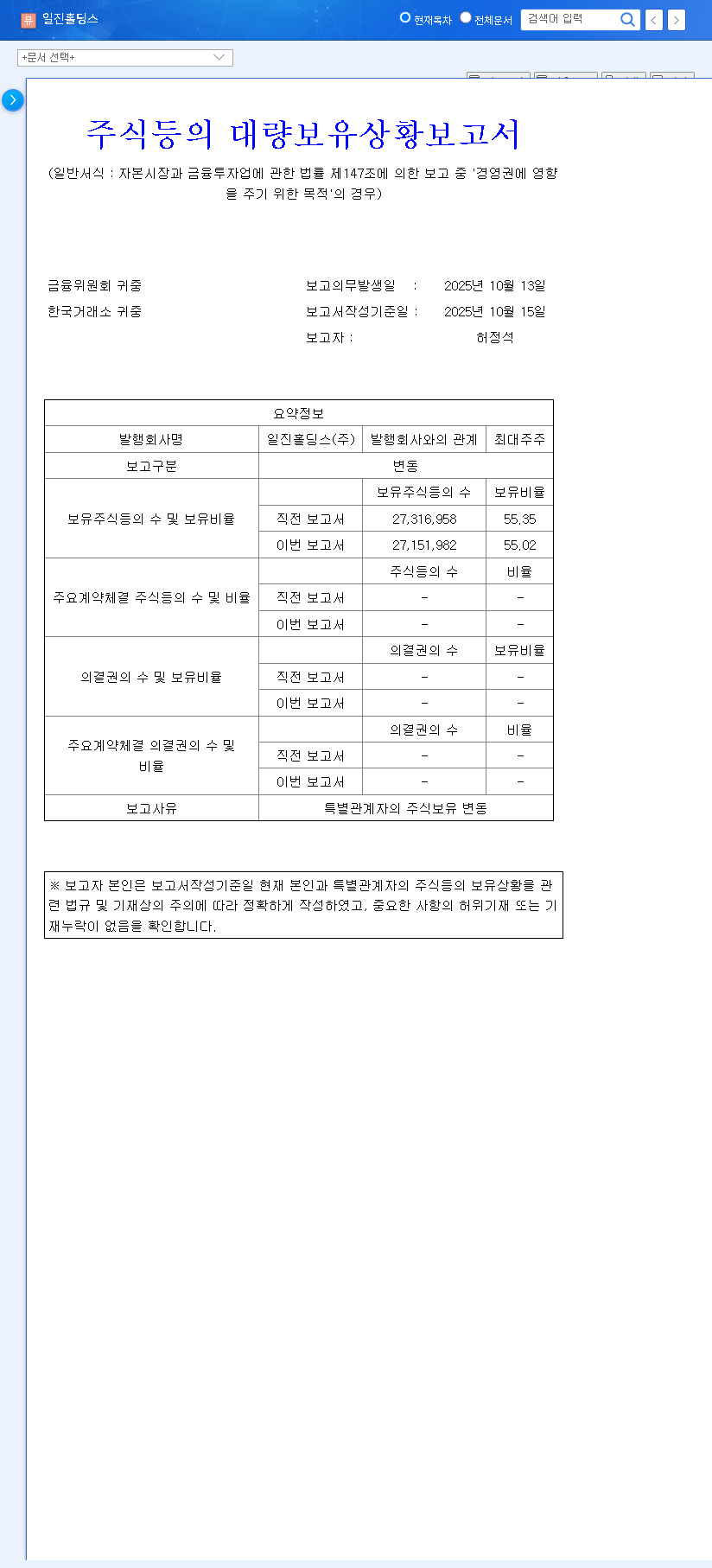 (015860) ILJIN HOLDINGS Stake Change: A Deep Dive Analysis for Investors (2025 Report) 관련 이미지
