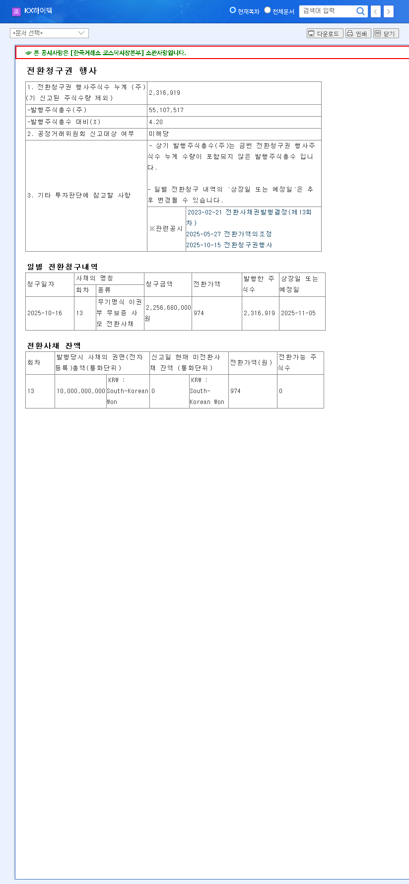 (052900) KX HITECH Conversion Rights Exercise: A 2024 Investor's Guide to Stock Impact 관련 이미지