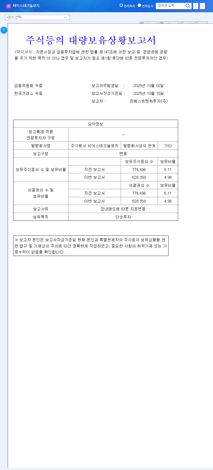 (458870) SEERS TECHNOLOGY Stock: Major Shareholder Sells Stake – A 2025 Investor Analysis 관련 이미지