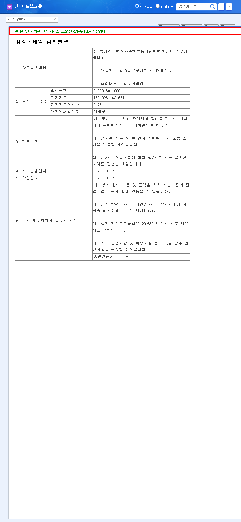(071200) INFINITT Healthcare Embezzlement Scandal: A Deep Dive for Investors 관련 이미지