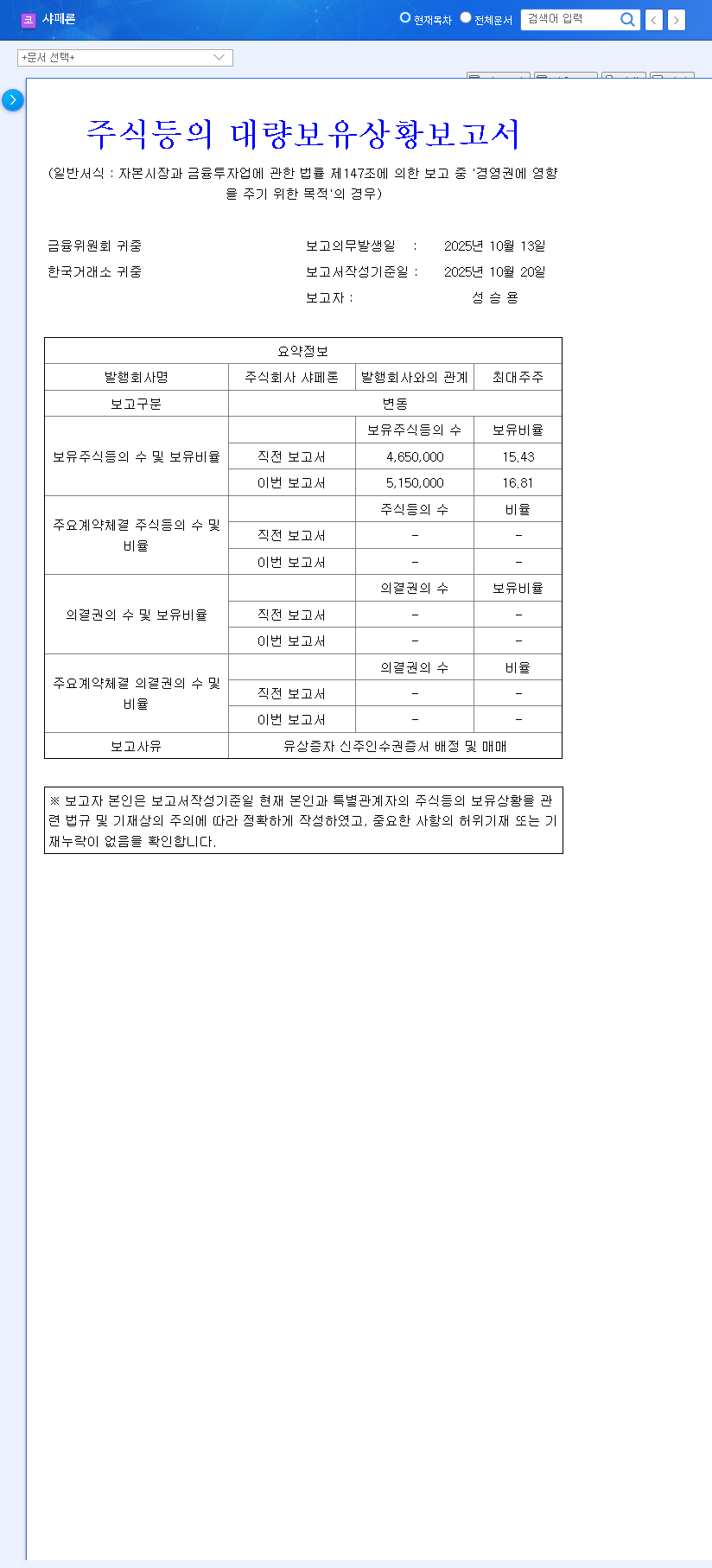 (378800) Shaperon Major Shareholder Increases Stake: What It Means for Management Control & Stock 관련 이미지