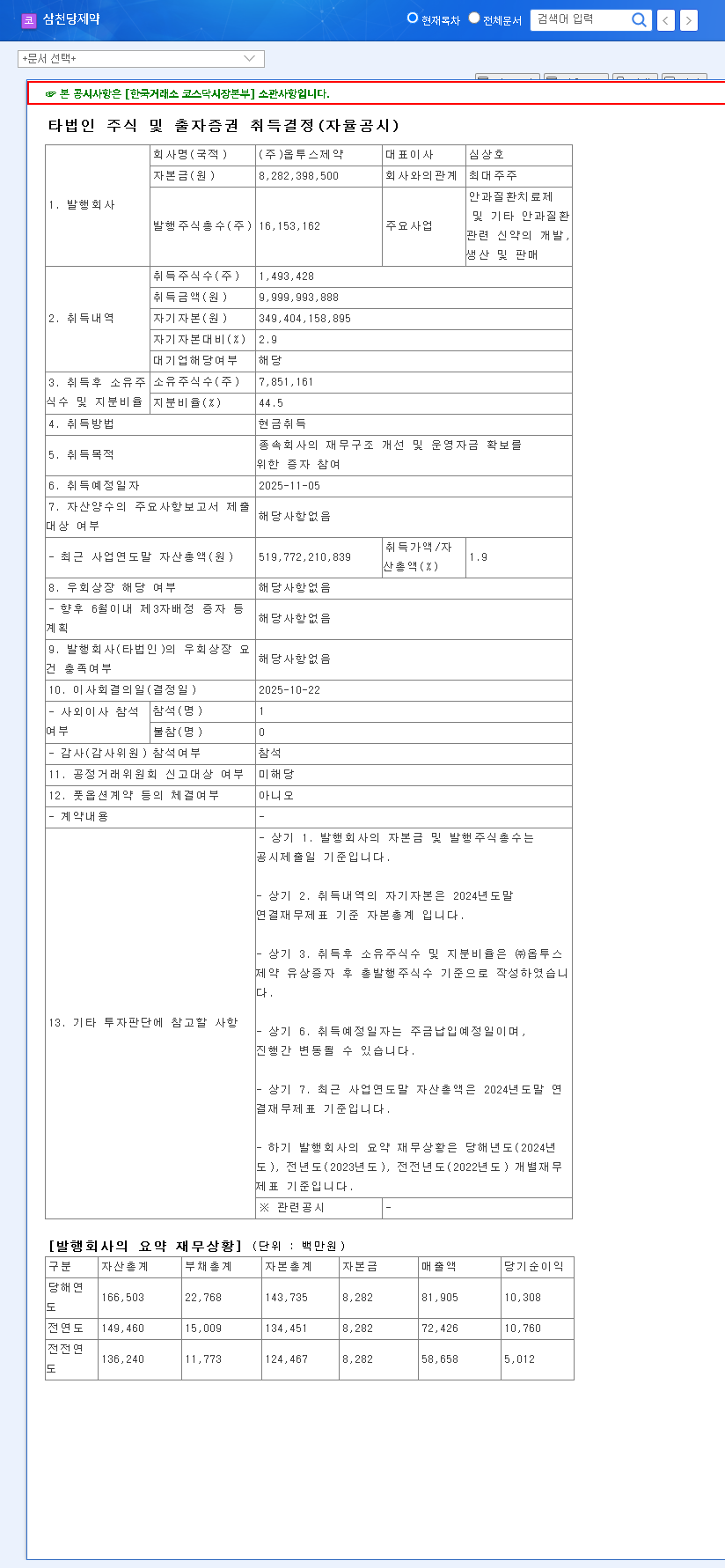 (000250) SAM CHUN DANG PHARM Optus Pharm Acquisition: A Deep Dive into Ophthalmic Therapeutics ź“ė Ø ģ“미ģ§