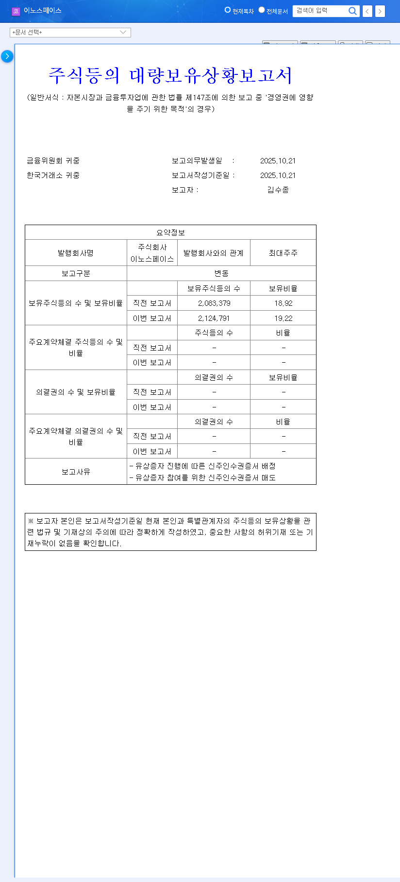 (462350) INNOSPACE CEO Stake Increase: A Deep Dive into the Rights Offering & Management Control 관련 이미지