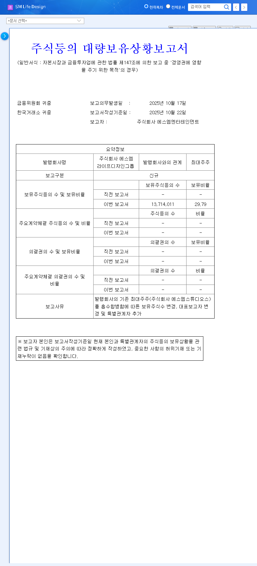 (063440) SM Life Design Group's New Shareholder: What SM Entertainment's Takeover Means for Investors 관련 이미지