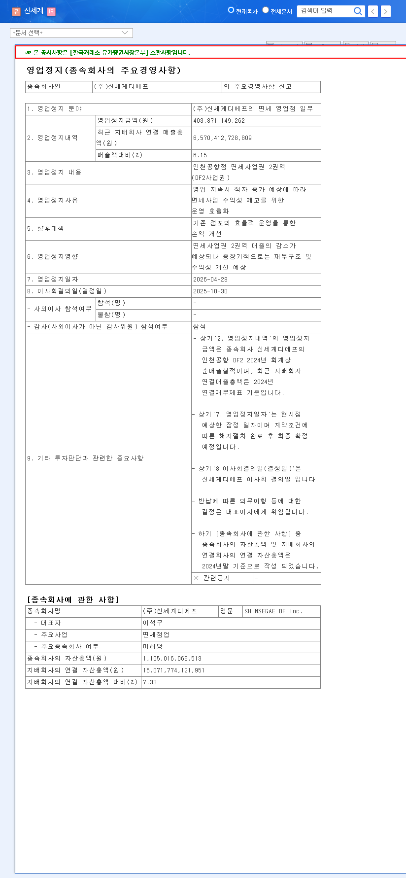 (004170) SHINSEGAE Duty-Free Suspension (004170): Full Investor Analysis & Stock Outlook 관련 이미지