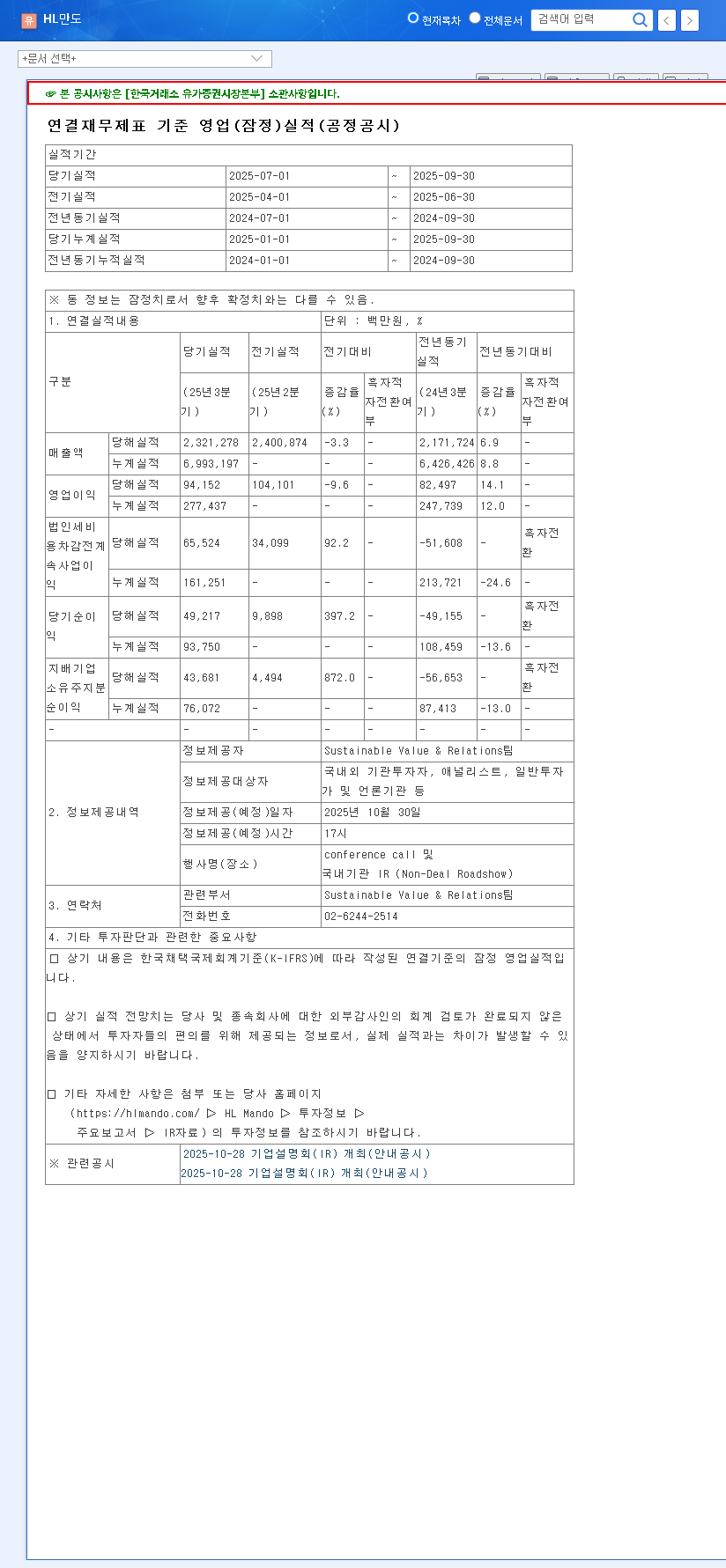 (204320) HL Mando Q3 2025 Earnings: In-Depth Financial Analysis & Investor Outlook 관련 이미지