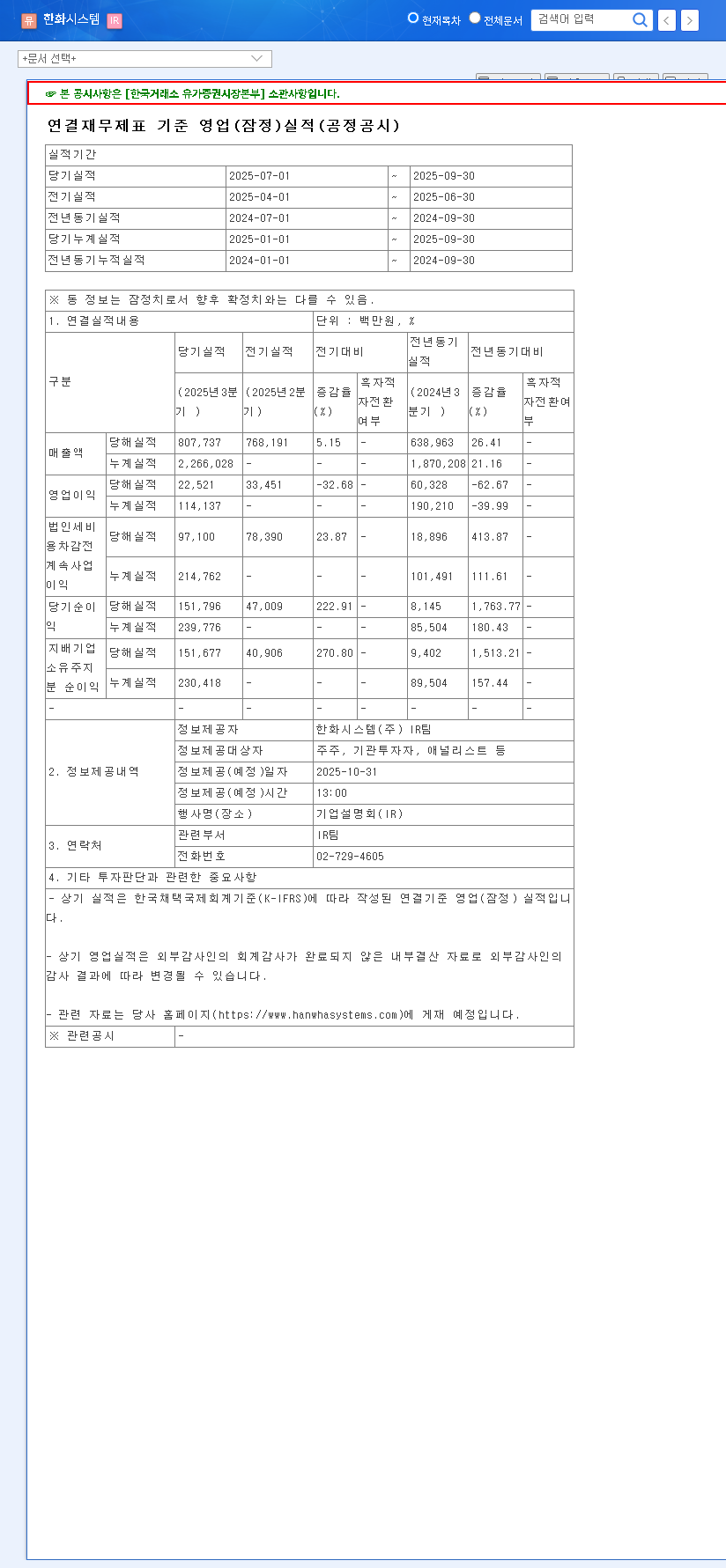 (272210) HANWHA SYSTEMS Q3 2025 Earnings (272210): A Deep Dive for Investors 관련 이미지