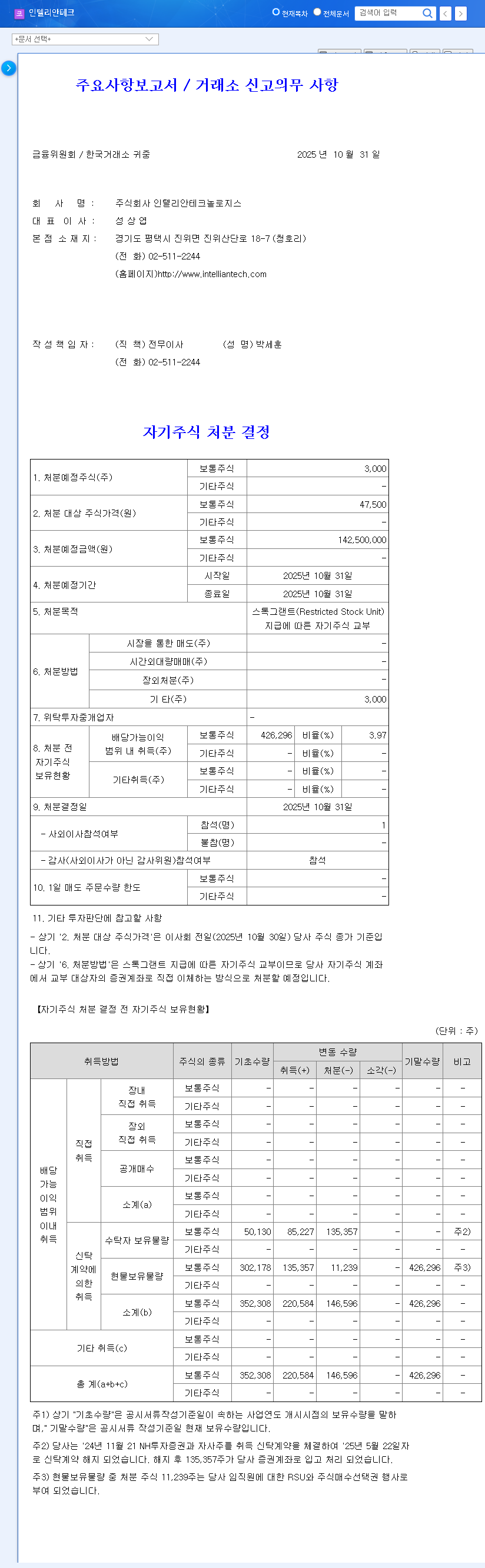 (189300) INTELLIAN TECHNOLOGIES Treasury Stock Disposal: A 2025 Investor's Analysis 관련 이미지