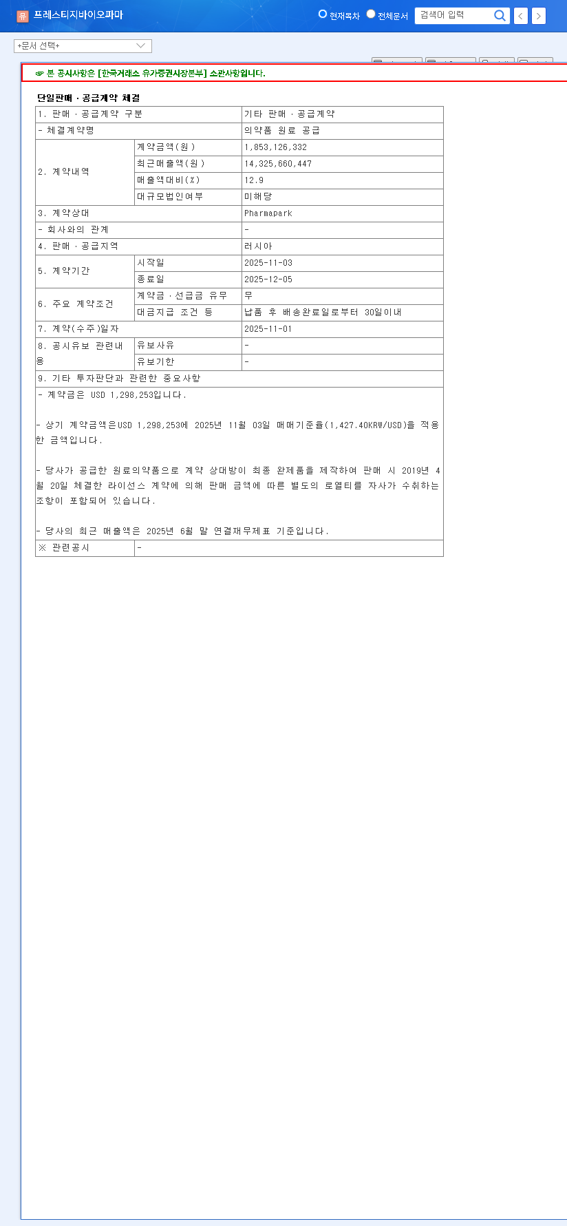 (950210) Prestige BioPharma's KRW 1.9B Russia Deal: In-Depth Stock & Growth Analysis 관련 이미지