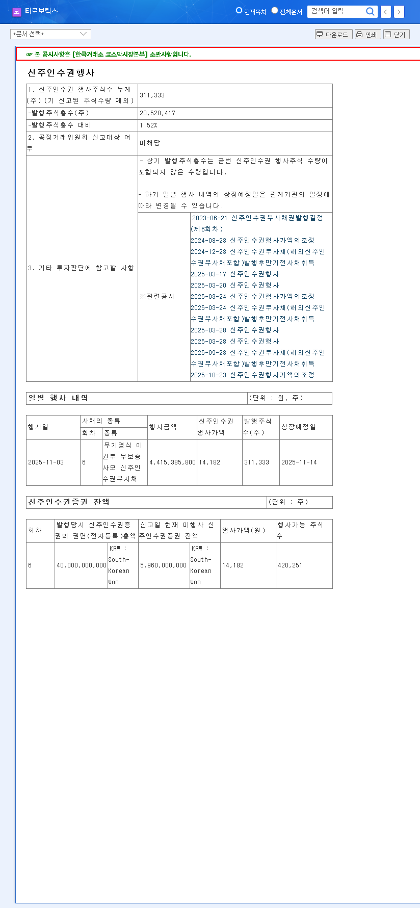 (117730) T-Robotics CB/BW Conversion: A Deep Dive into Share Dilution & Stock (117730) Analysis 관련 이미지