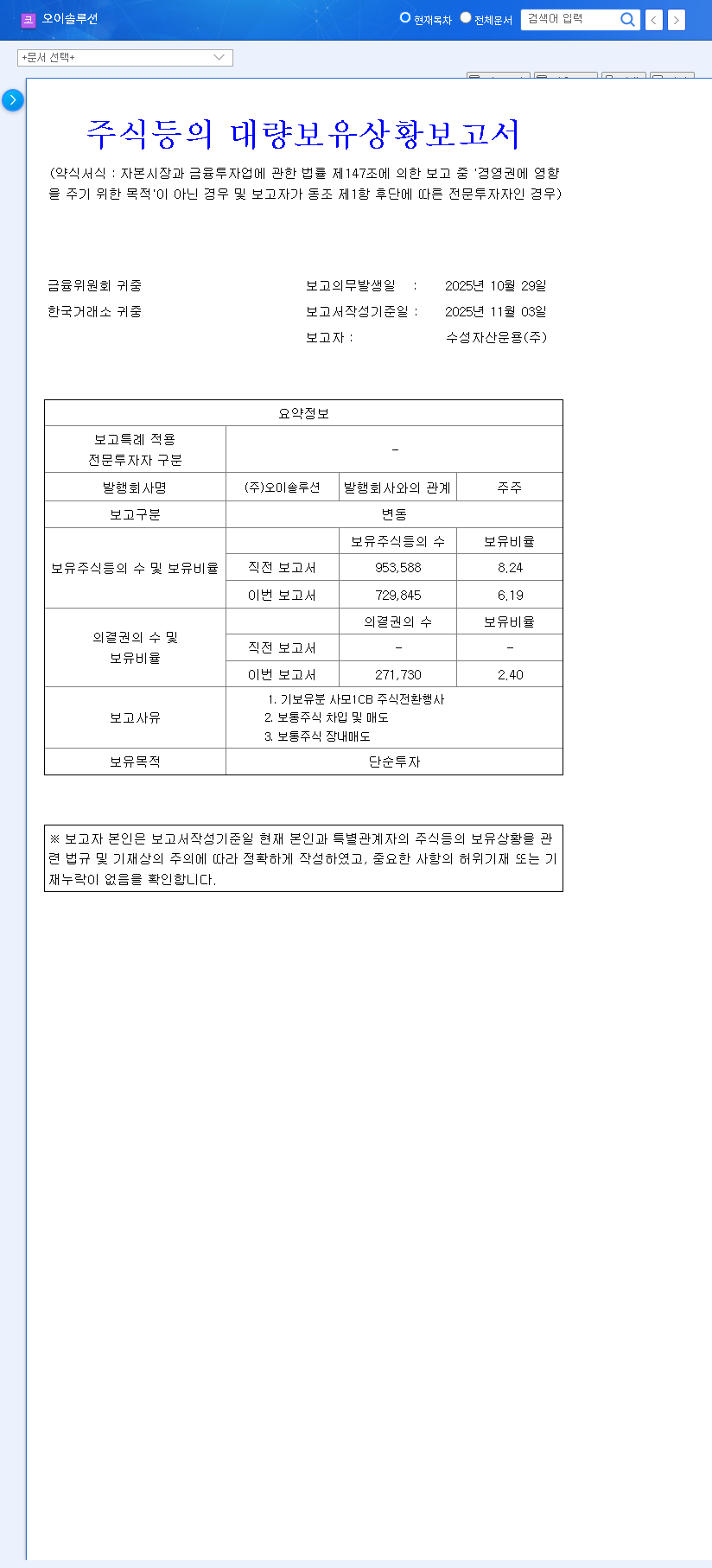 (138080) OE Solutions Stake Reduction: An In-Depth 2025 Investor Analysis 관련 이미지