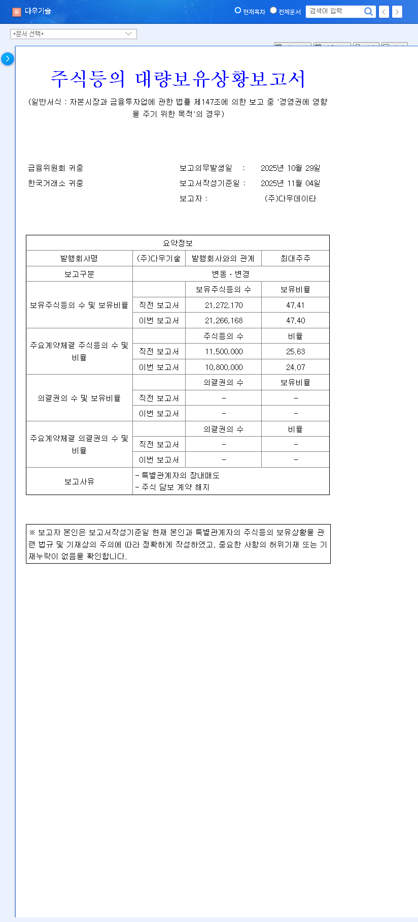 (023590) DAOU TECHNOLOGY INC Stock Analysis (2025): Shareholding Change & Kiwoom Securities Performance 관련 이미지