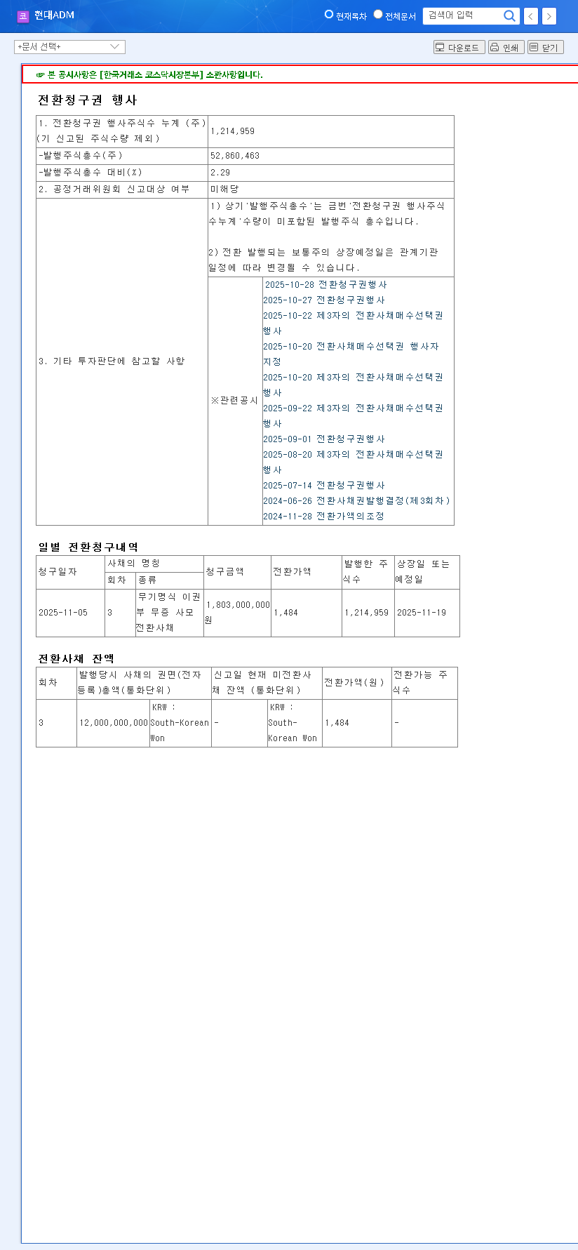 (187660) Hyundai ADM Bio Inc. Convertible Bond: A Guide to Share Dilution vs. Liquidity 관련 이미지