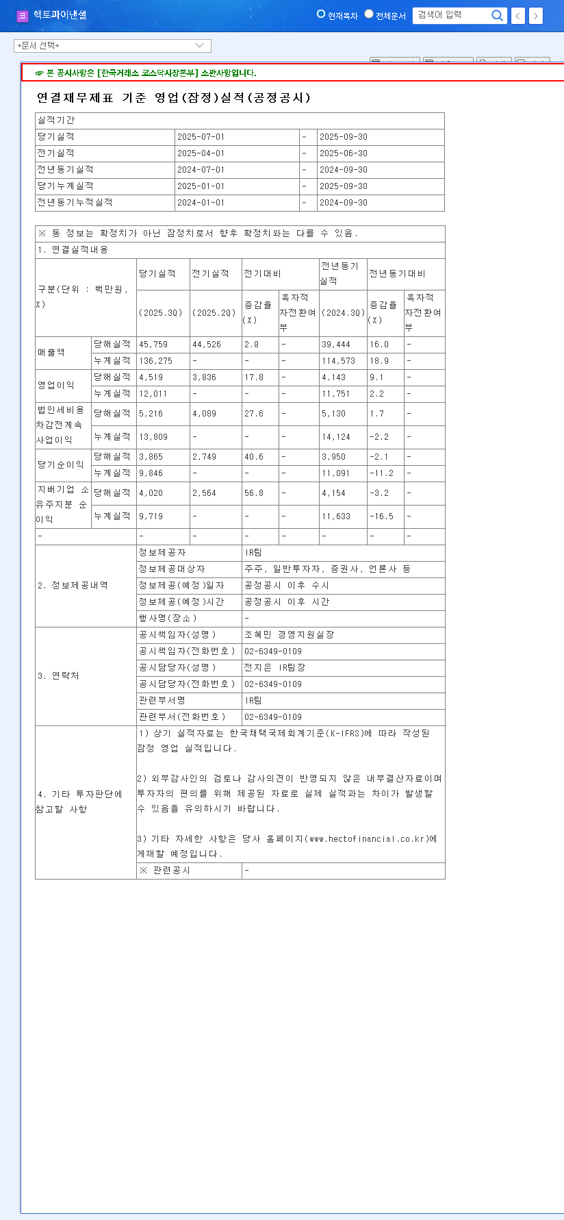 (234340) Hecto Financial Q3 Earnings Analysis: Profit Beat Masks Revenue & Debt Concerns 관련 이미지