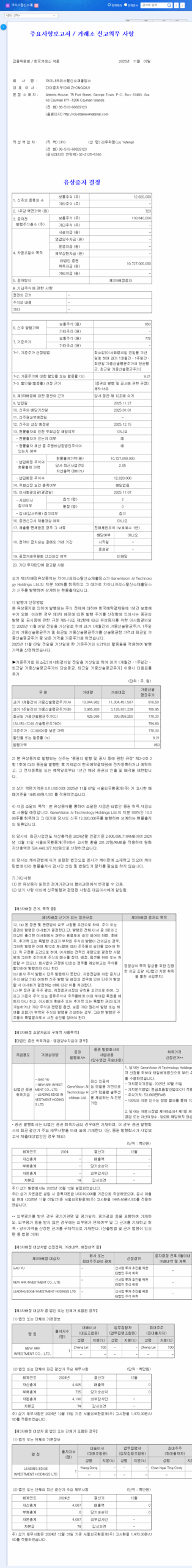 (900250) China Crystal New Material Rights Offering: An Investor's Deep-Dive Analysis 관련 이미지
