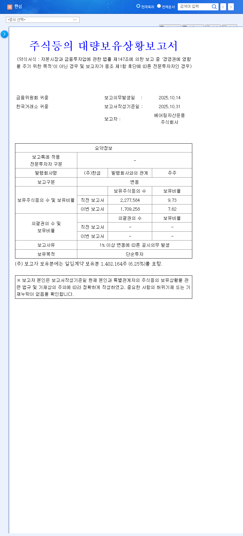 (020000) HANDSOME CORPORATION Stock (020000): In-Depth Analysis of Bearing Asset Management's Sell-Off 관련 이미지