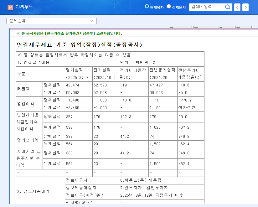 (011150) CJ SEAFOOD CORPORATION Earnings (Q3 2025): Deep Dive & Stock Analysis 관련 이미지
