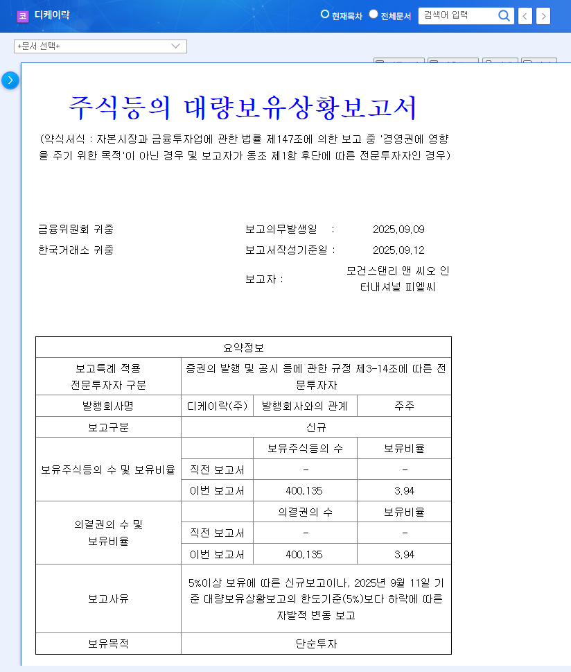 (105740) DK-Lok Corporation Q3 2025 Earnings Analysis: A Definitive Rebound or False Dawn? 관련 이미지