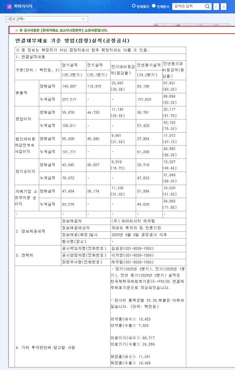 (214450) PharmaResearch Co., Ltd. Q3 2025 Earnings: In-Depth Analysis & Investor Guide 관련 이미지