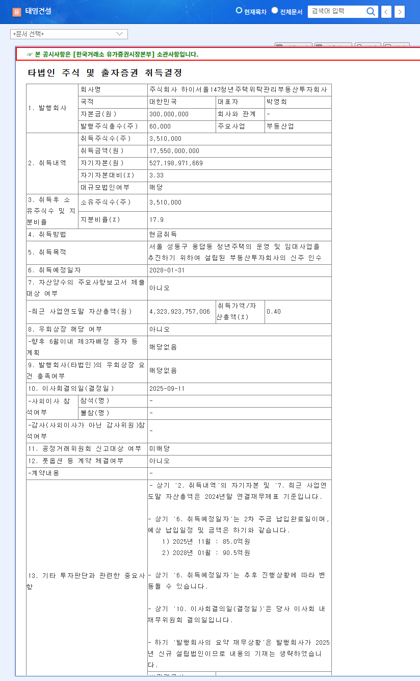 TaeYoung Construction: Financial Improvement Amidst Workout? 5 Key Risks to Consider Before Investing 관련 이미지