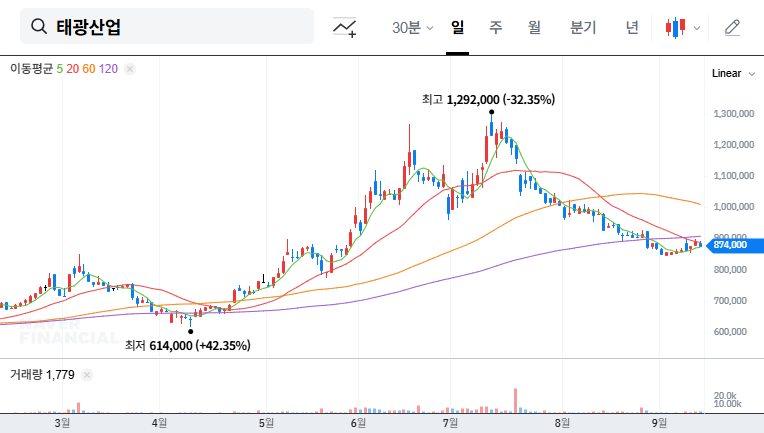 Taegwang Industrial Wins Injunction Dismissal: Investment Strategy and Stock Outlook 대표 차트 이미지