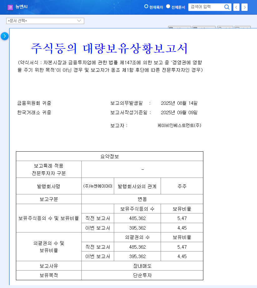 KB Investment Reduces Stake in Newen AI: Threat or Opportunity? 관련 이미지